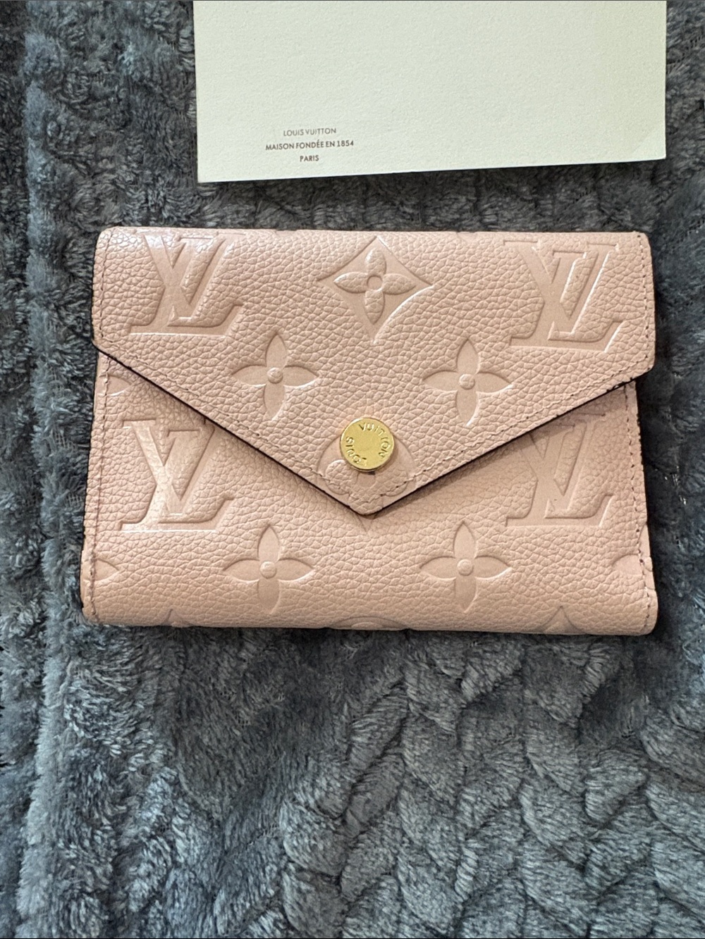Louis Vuitton Blush Pink Embossed Monogram Envelope Wallet with Gold Snap